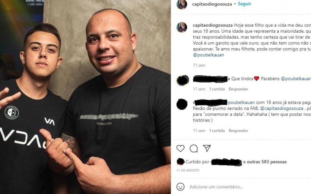Capit&atilde;o Diogo e o filho do deputado Poubel. Kauan Poubel, que segundo investidores, seria trader 