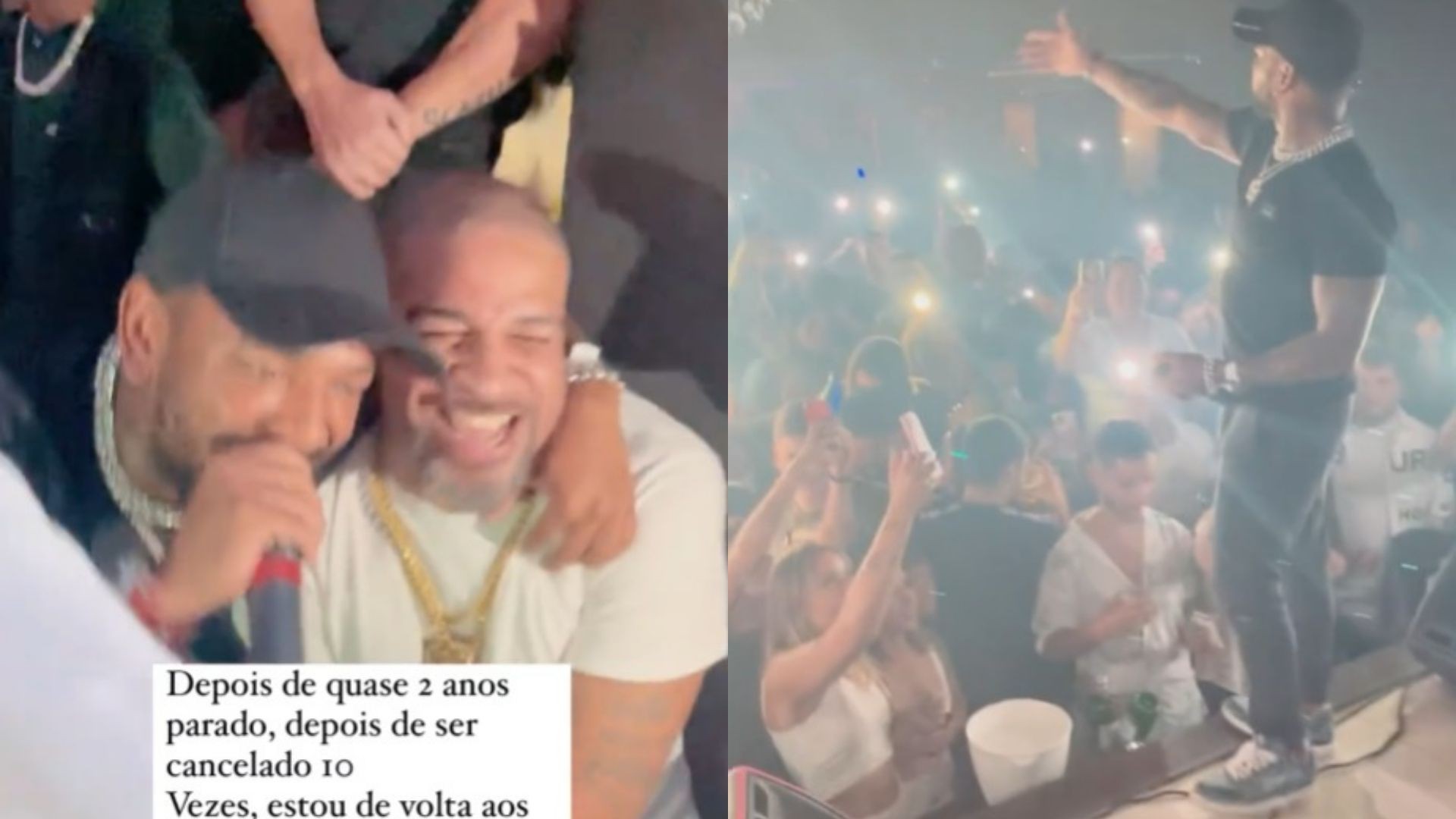 Nego do Borel faz show em boate lotada com Adriano Imperador na plateia - Reprodução/Instagram