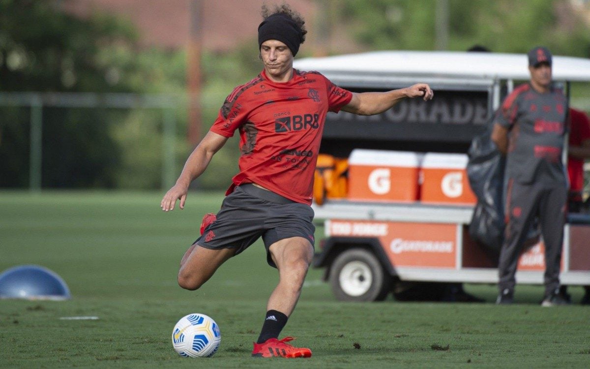 David Luiz no treino do Flamengo. Foto: Alexandre Vidal / Flamengo