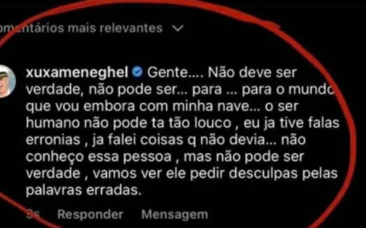 Xuxa Meneghel se revolta com declarações de Erasmo Viana sobre gays - Reprodução/Instagram