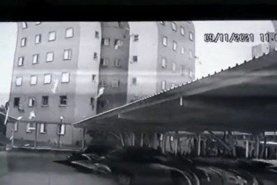 Câmera de segurança registra explosão em prédio residencial