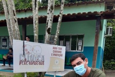Guarda Ambiental resgata cachorro ferido por espinhos de ouriço em Saquarema