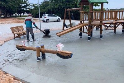 Obras avançam na Praça do Bem Estar em Saquarema