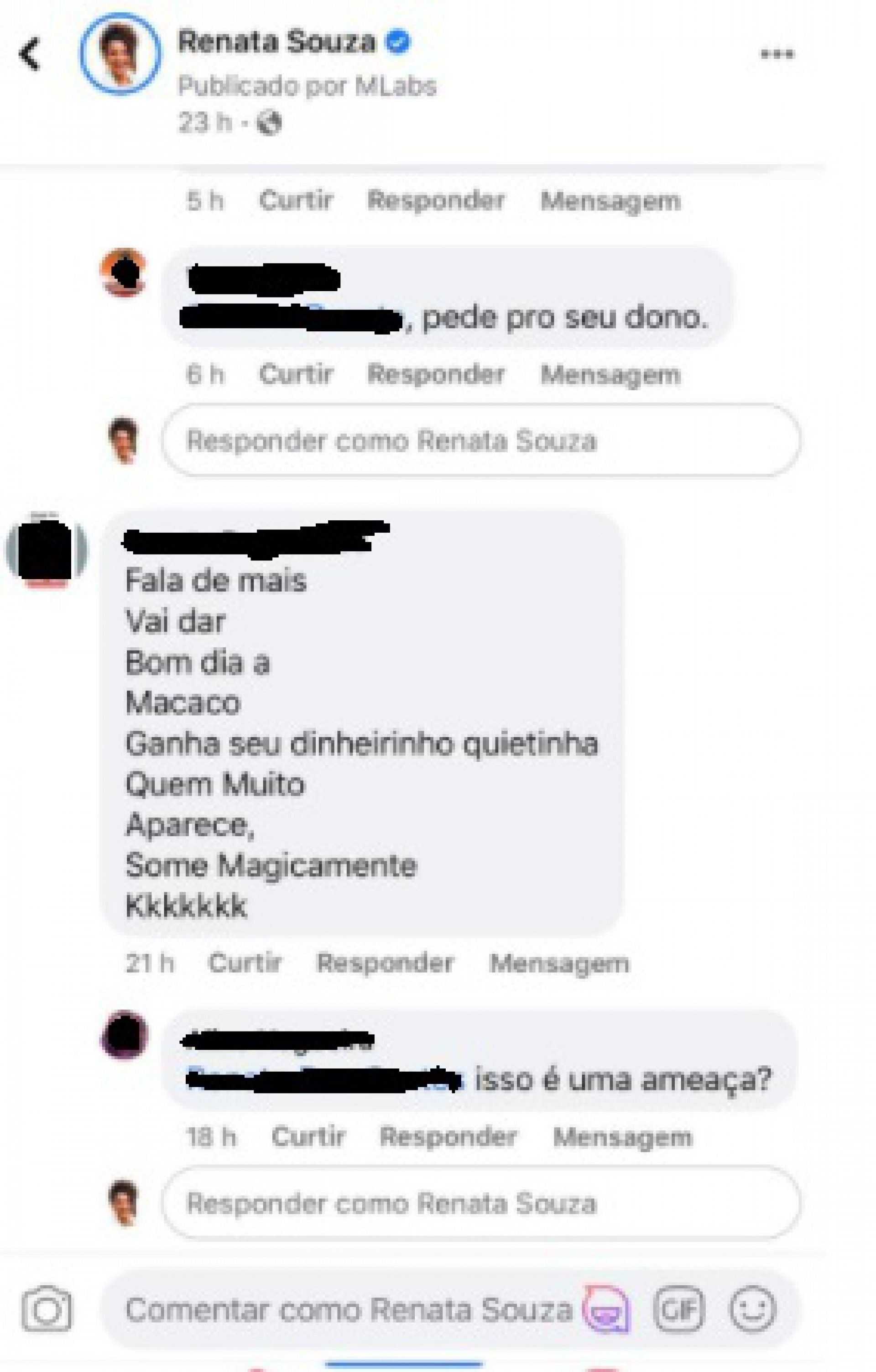 Ataques à deputada estadual Renata Souza - Reprodução
