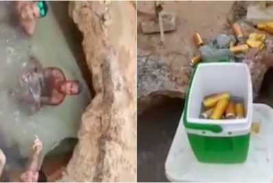 Vídeo: moradores fazem 'piscina' em buraco aberto no meio da rua