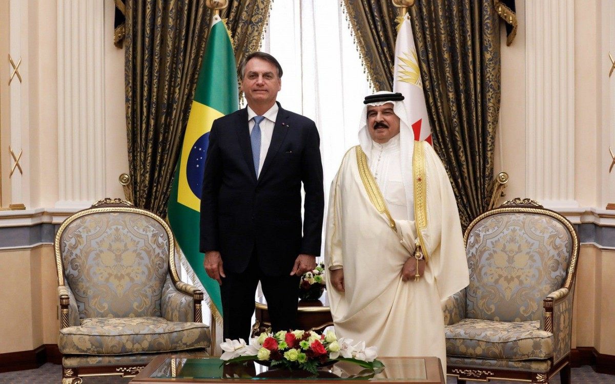 Encontro ampliado do  Presidente da Rep&uacute;blica Jair Bolsonaro  com Sua Majestade o Rei Hamad bin Isa Al Khalifa