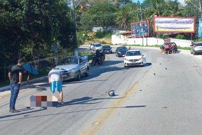 Colisão entre motos deixa 3 pessoas feridas em Saquarema
