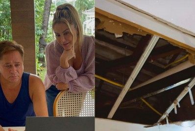 Após fortes chuvas, teto da casa do cantor Leonardo desaba 