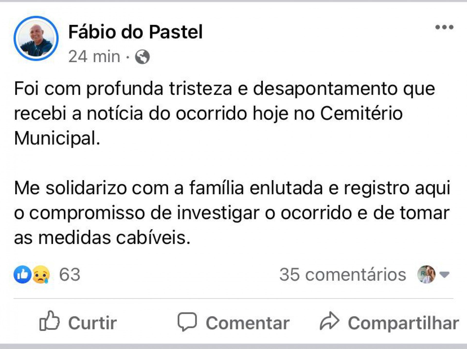 Prefeito se posicionou atrav&eacute;s da rede social  - Rede social 