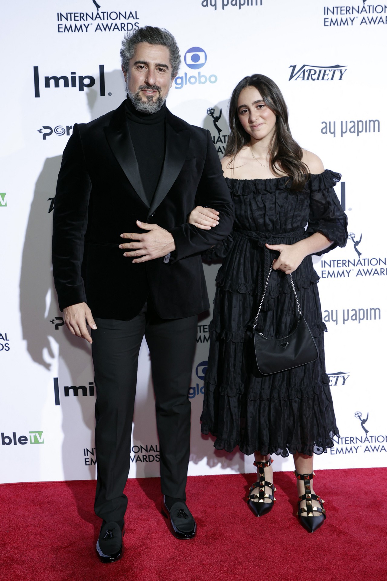 Marcos Mion e Donatella Mion no Emmy Internacional - AFP