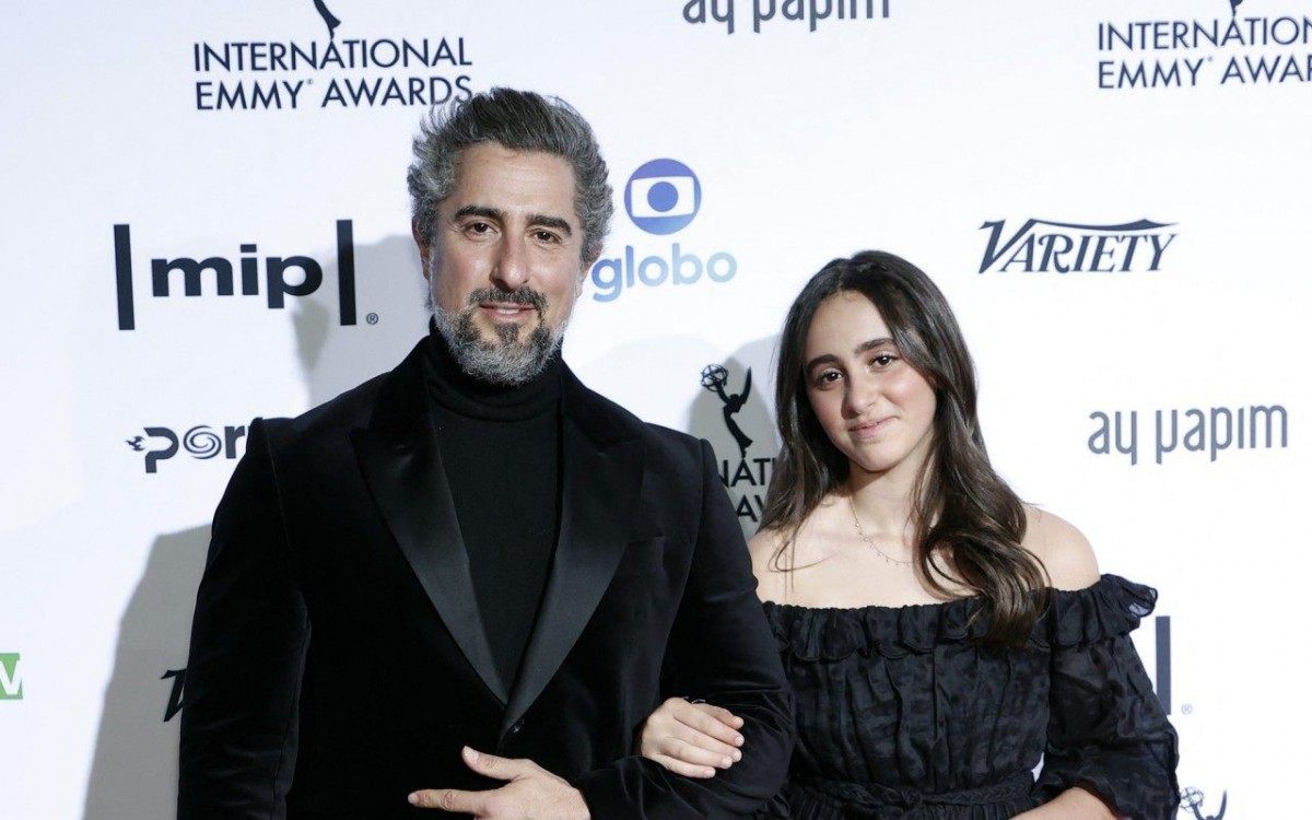 Marcos Mion e Donatella Mion no Emmy Internacional