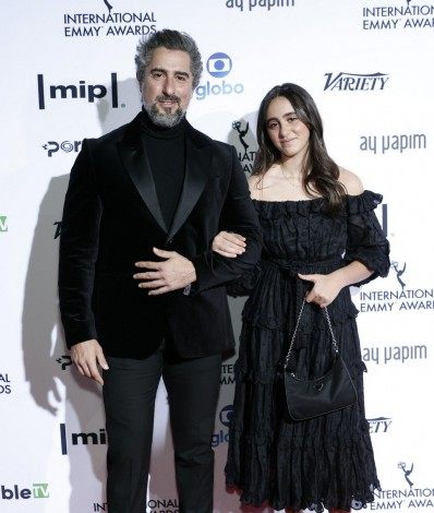 Marcos Mion e Donatella Mion no Emmy Internacional - AFP