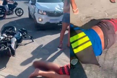 Motociclista sofre acidente grave e fica ferido em batida com carro em Belford Roxo