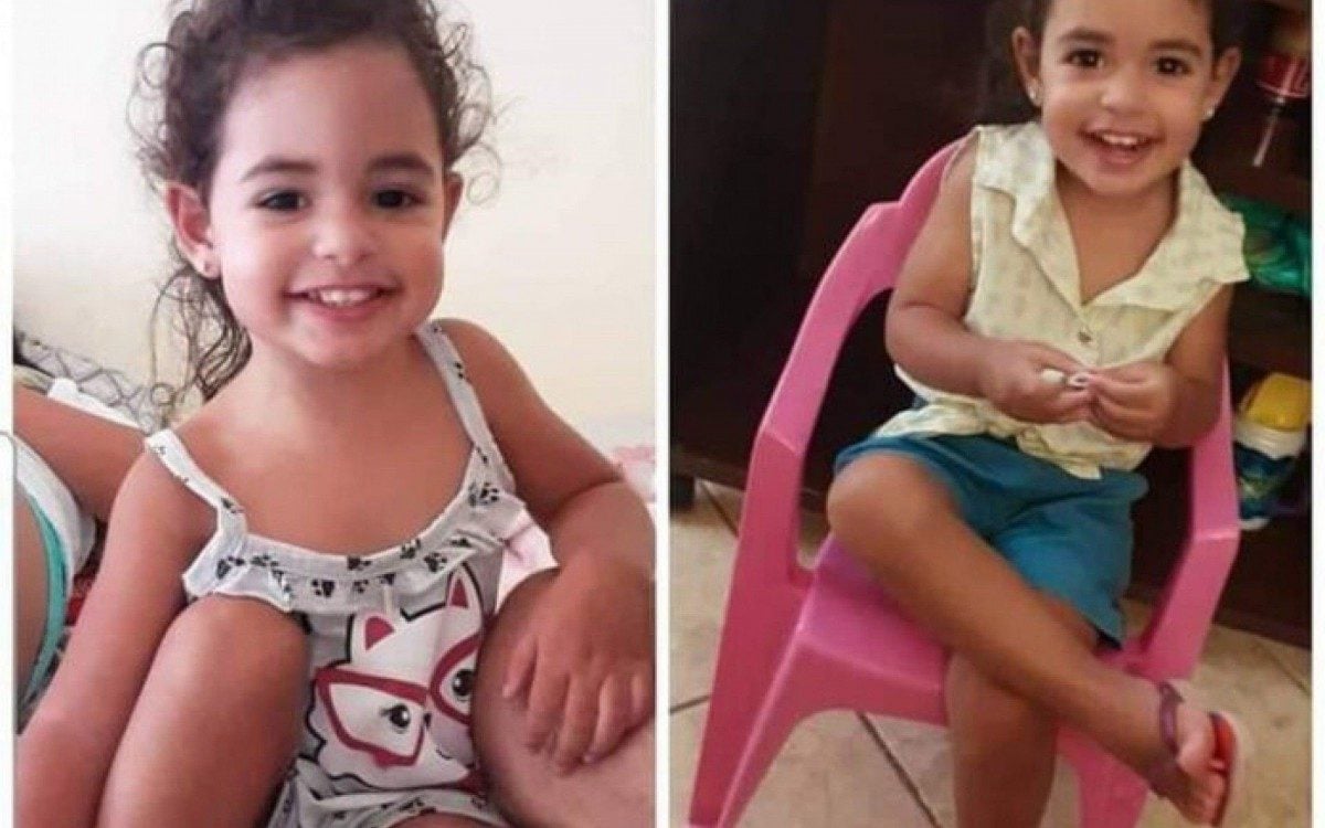 Manuella Minuto Aguiar, de 3 anos, morreu após ser esfaqueada e jogava no mar da praia do Barreto, neste domingo (28). - Foto: Reprodução.