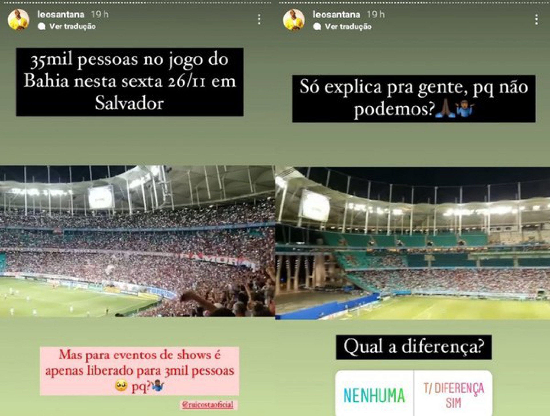 Cantor falou sobre limitação de público em shows - Reprodução/Instagram