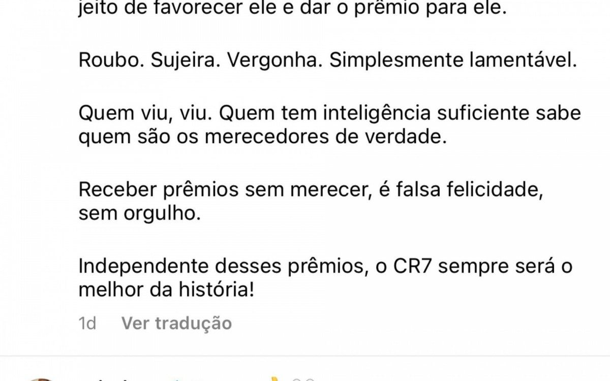 Cristiano Ronaldo concorda com cr&iacute;ticas a Messi