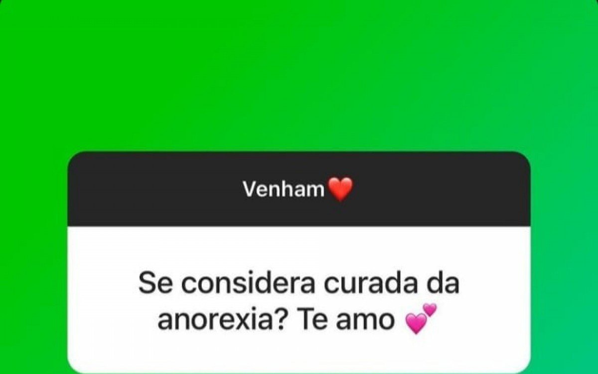 Apresentadora respondeu f&atilde; sobre cura da anorexia 