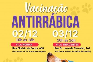 Campanha de vacinação antirrábica chega ao bairro Vila Tiradentes nesta sexta (3)