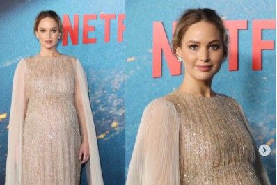 Grávida, Jennifer Lawrence rouba cena em tapete vermelho