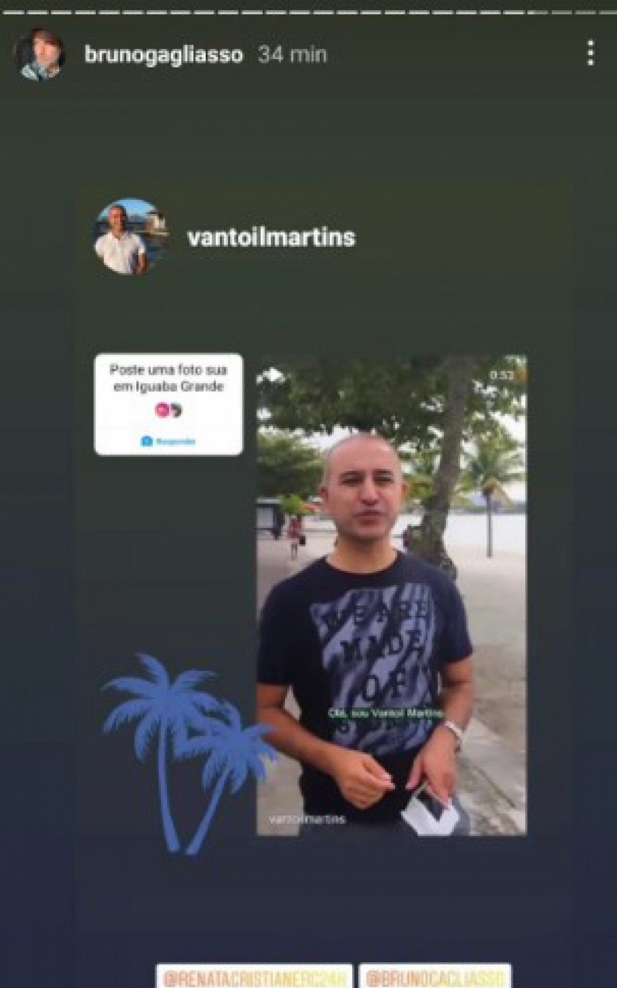 Print da repostagem do ator do video do prefeito aceitando convite
