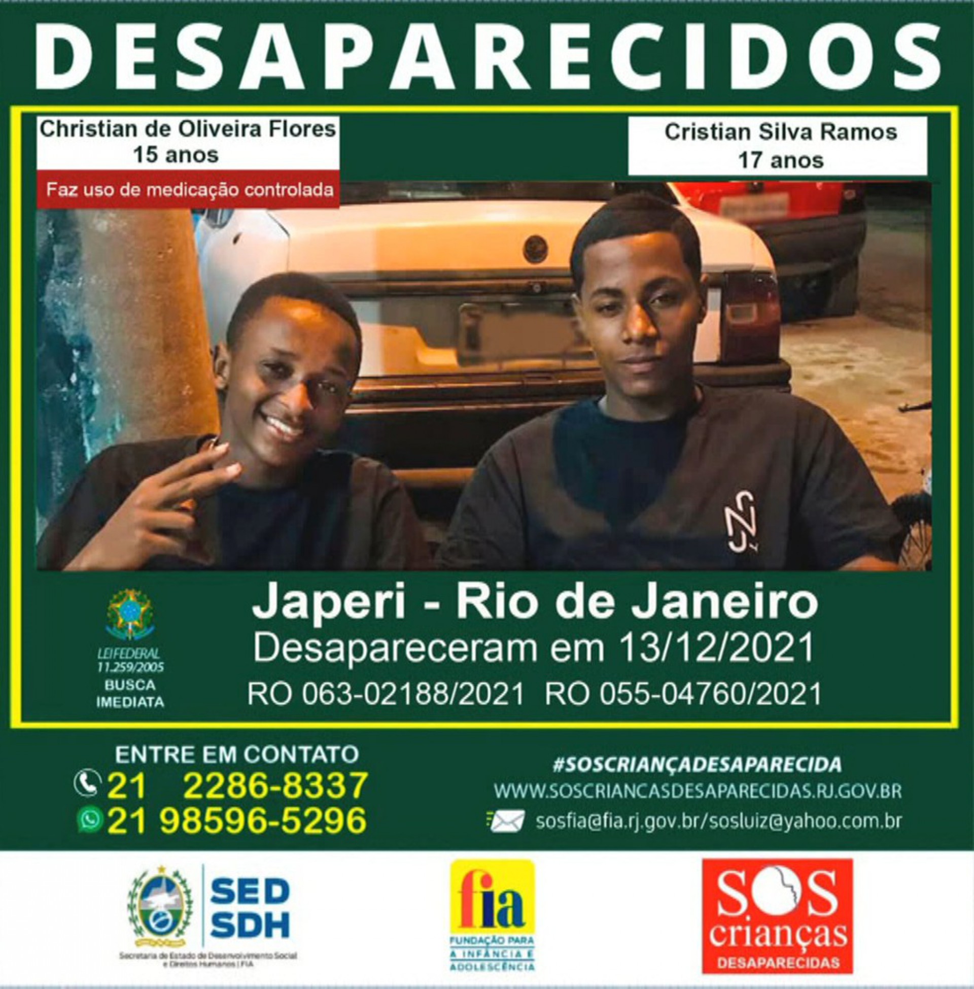 Foto est&aacute; no Portal dos Desaparecidos - Divulga&ccedil;&atilde;o