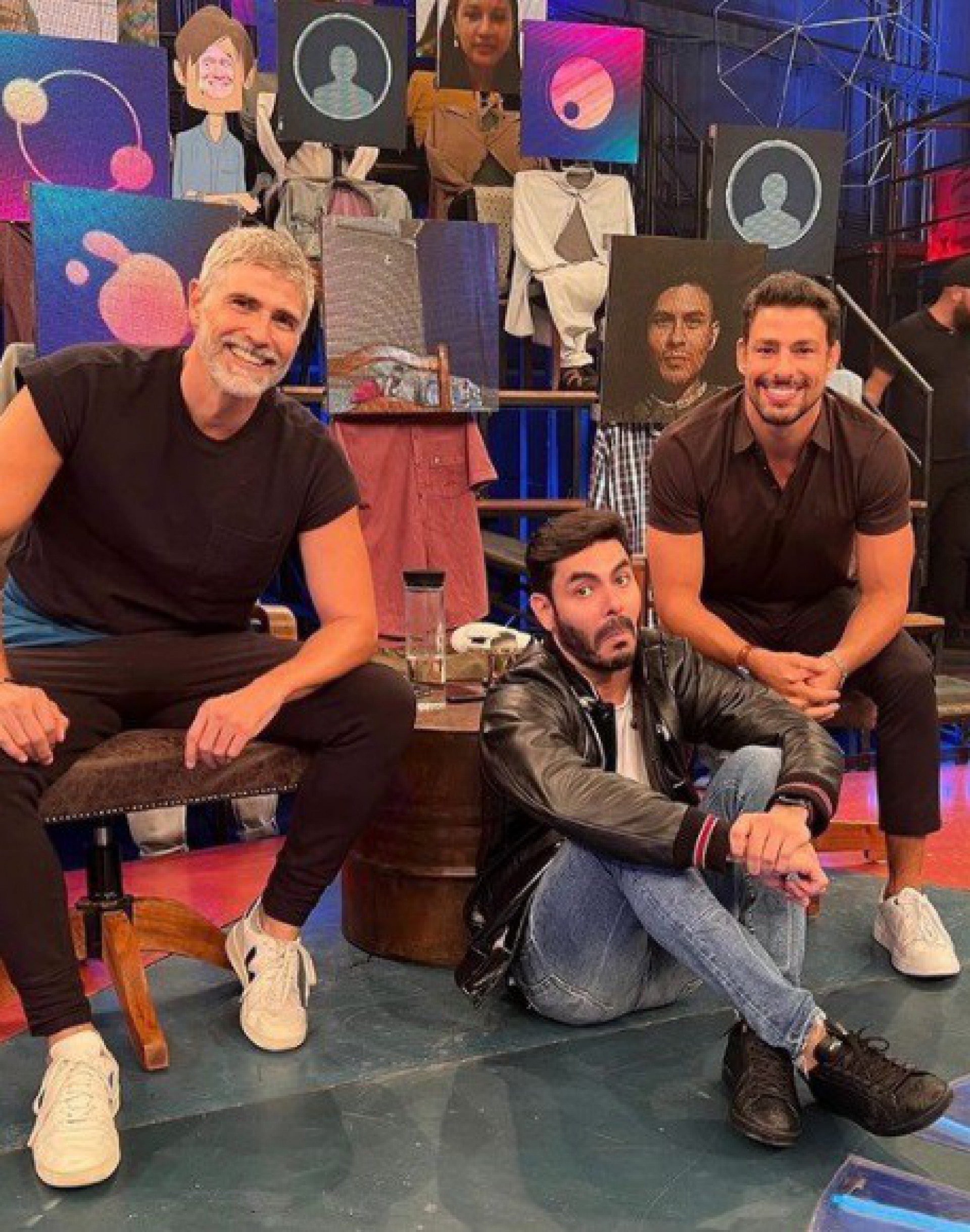 Reynaldo Gianecchini com Rodolffo e Cauã Reymond no 'Altas horas' - reprodução do instagram