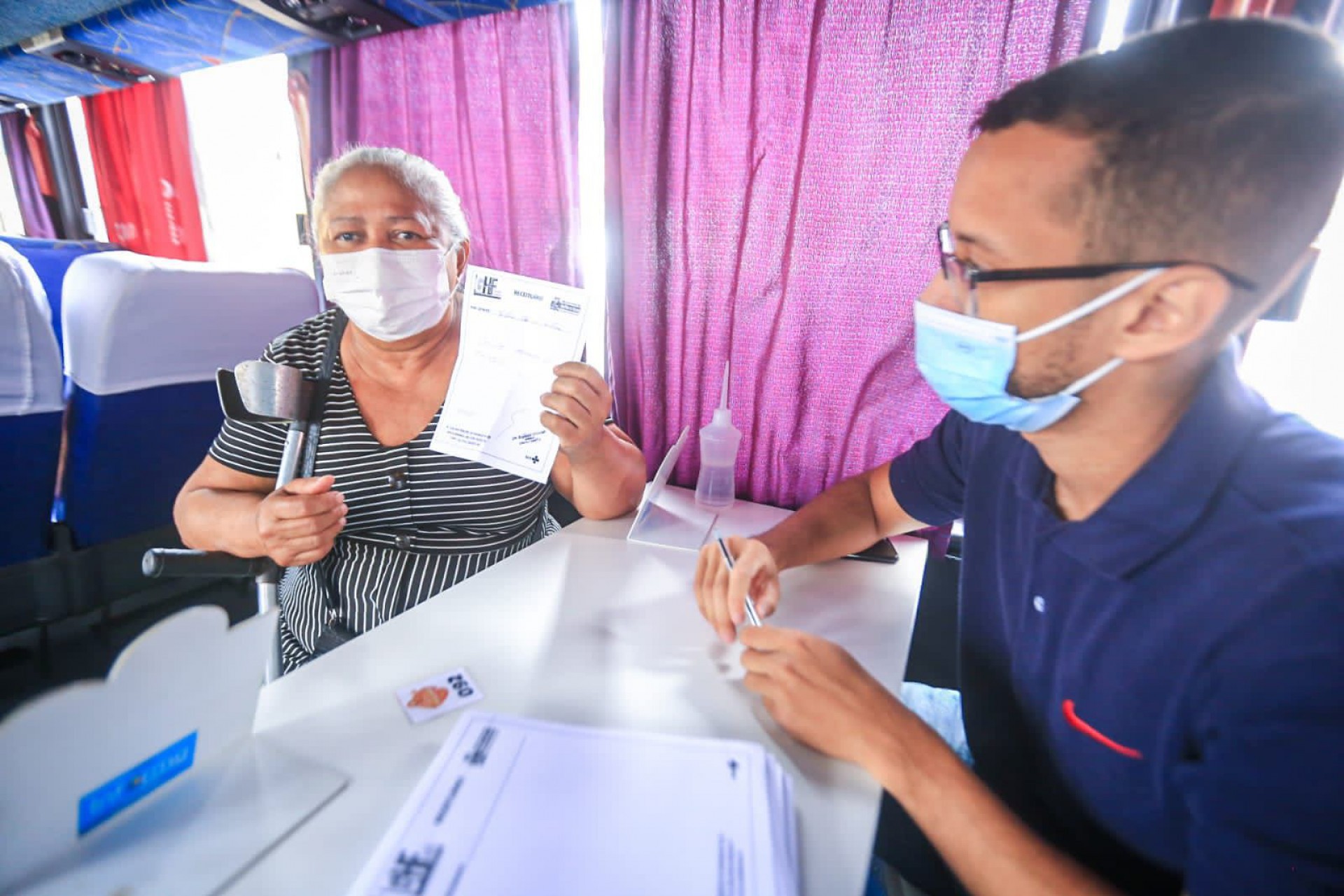 Marl&uacute;cia Eloy aproveitou o Cidadania e A&ccedil;&atilde;o para fazer uma s&eacute;rie de exames, al&eacute;m de tomar vacina contra a Covid-19 - Rafael Barreto / PMBR