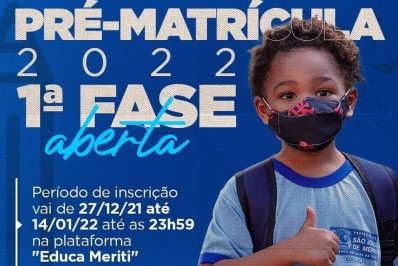 Pré-matrícula na rede municipal de ensino começa nesta segunda (27) em Meriti
