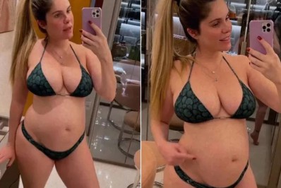 Grávida, Bárbara Evans posa de biquíni e brinca: 'A perna é só celulite'