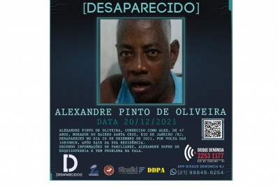 Disque Denúncia pede informações para encontrar homem desaparecido na Zona Oeste