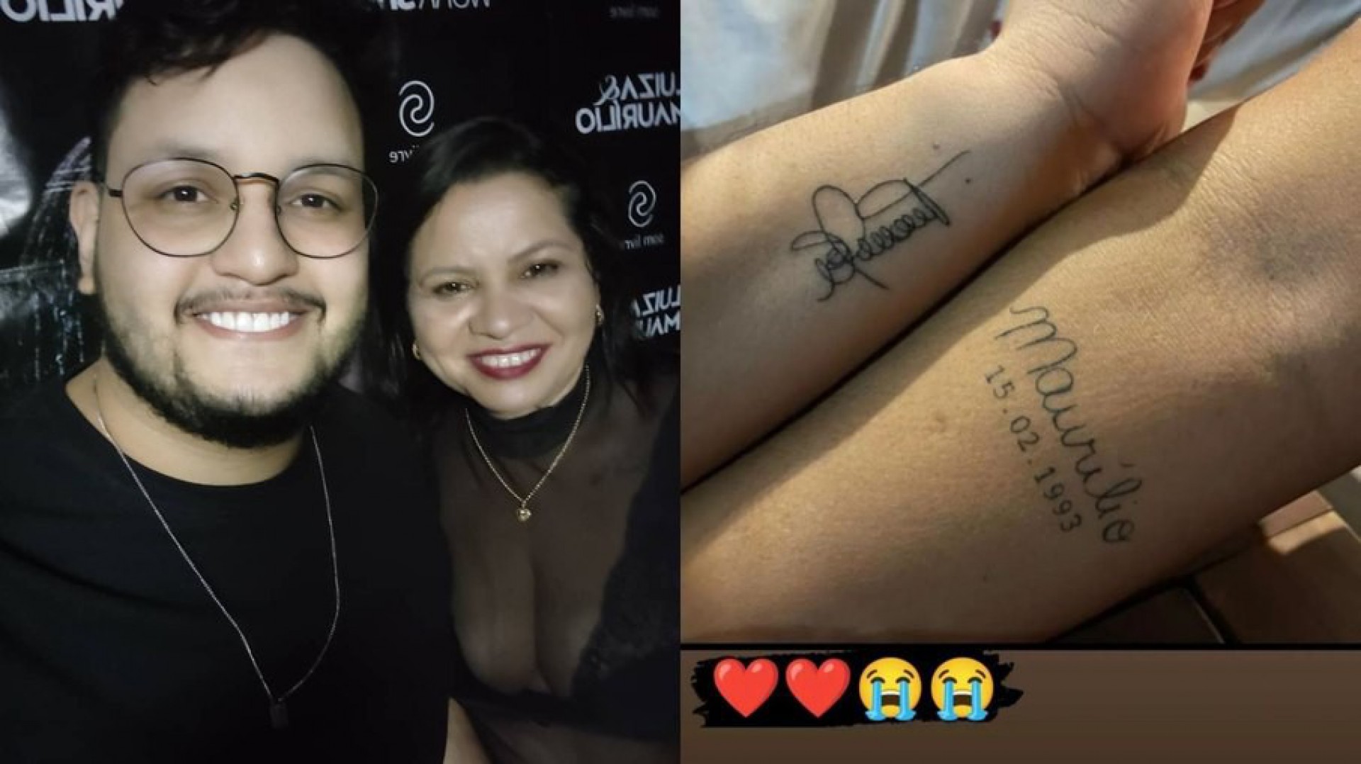 Osaisa, mãe do cantor Maurílio, mostra tatuagem que tem em homenagem ao filho - Reprodução Internet