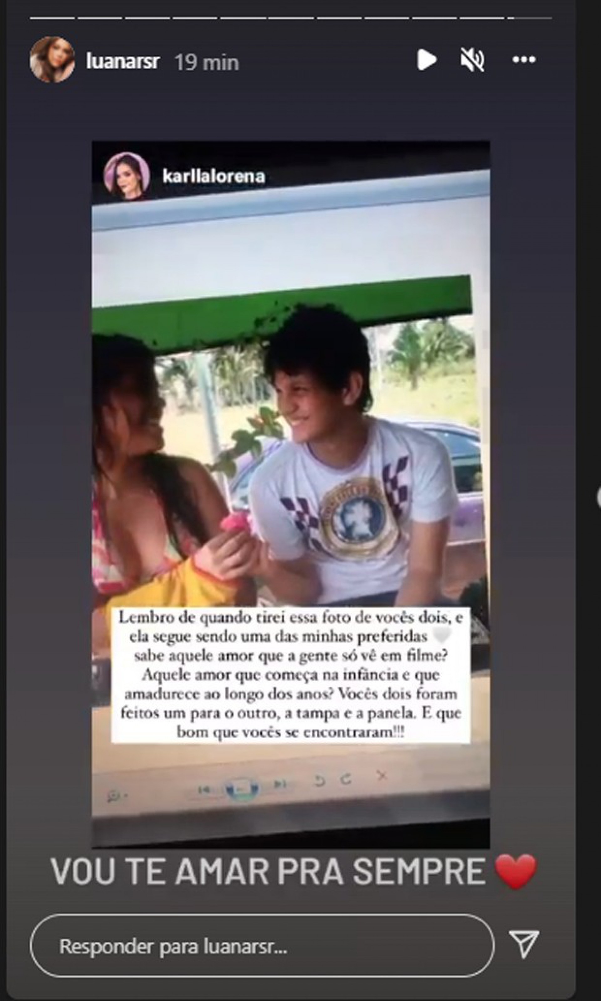 Luana Ramos reposta v&iacute;deo com Maur&iacute;lio: 'Vou te amar pra sempre' - Reprodu&ccedil;&atilde;o Internet