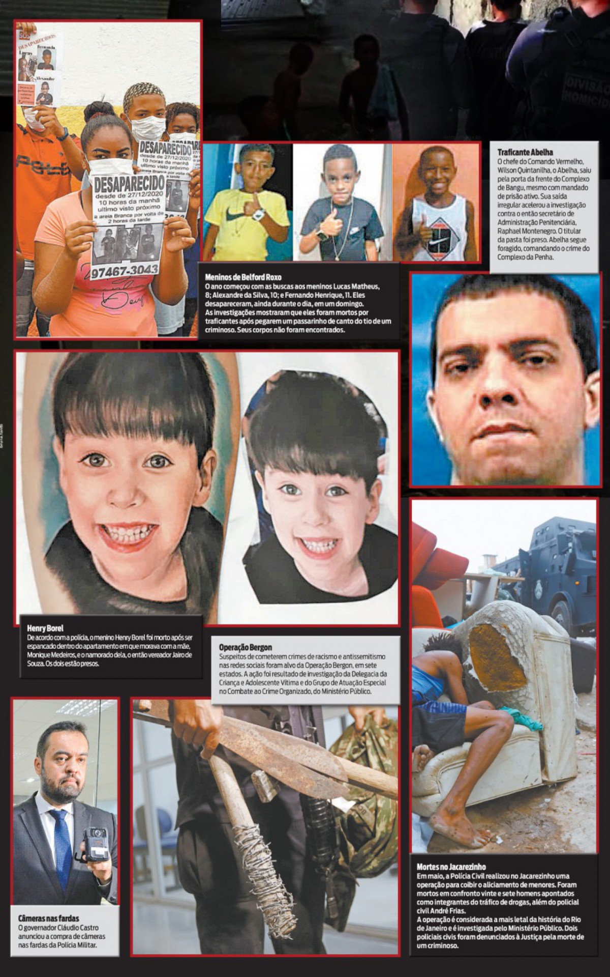 Crimes contra crianças, operação no Jacarezinho e saída irregular de traficante do presídio marcaram o ano - Arte O DIA