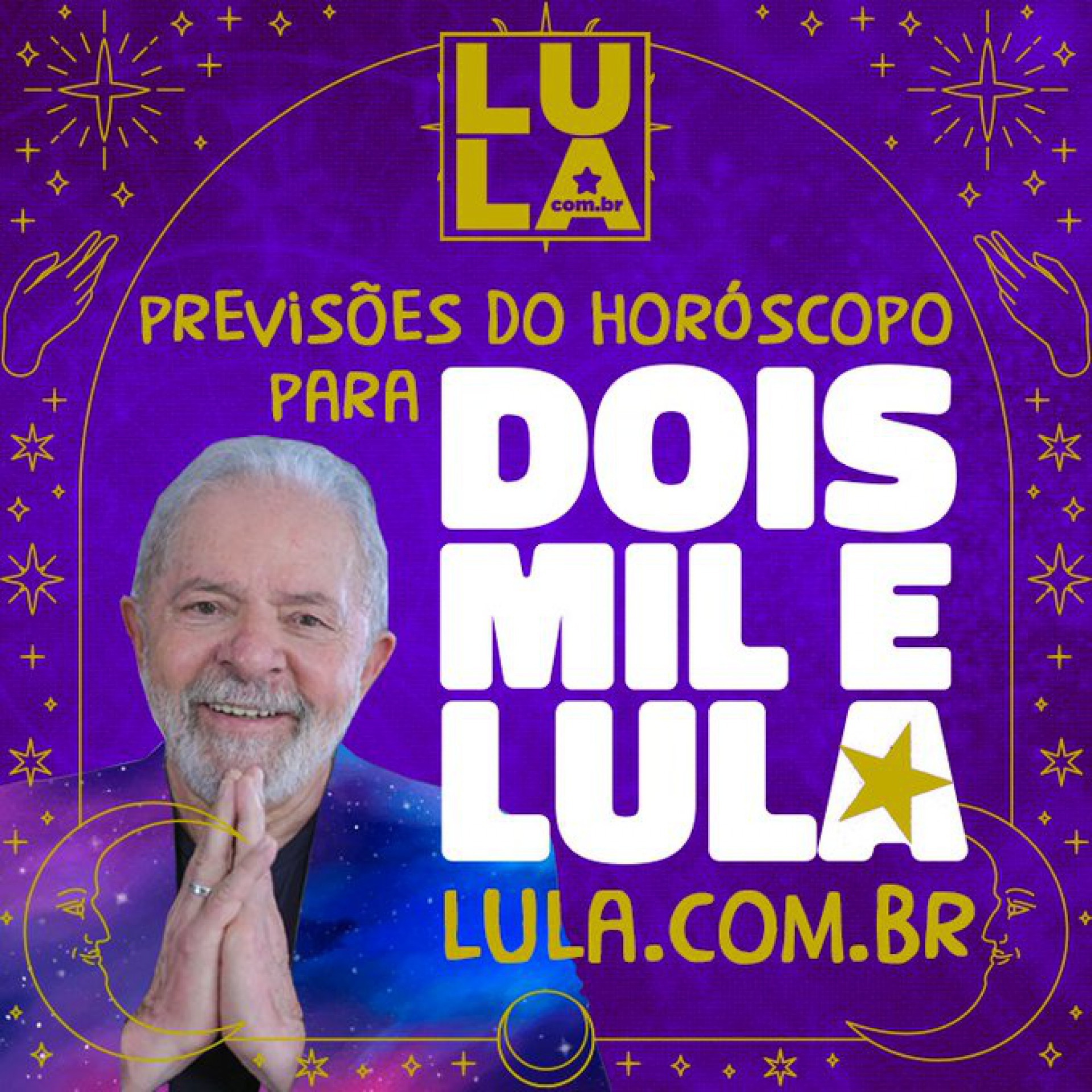Ex-presidente Lula ainda não anunciou oficialmente a pré-candidatura, mas brincou com 'sinais dos astros' que apontam esperança, fartura e o retorno de 'alguém do passado' para o povo após as eleições de 2022
 - Reprodução Twitter
