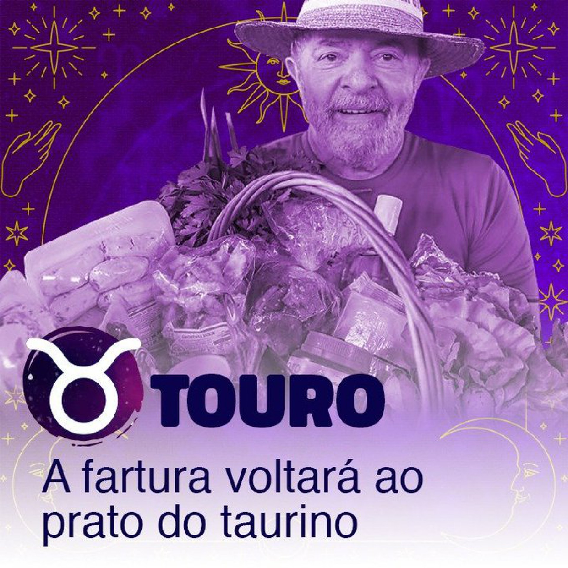 Ex-presidente Lula ainda não anunciou oficialmente a pré-candidatura, mas brincou com 'sinais dos astros' que apontam esperança, fartura e o retorno de 'alguém do passado' para o povo após as eleições de 2022
 - Reprodução Twitter