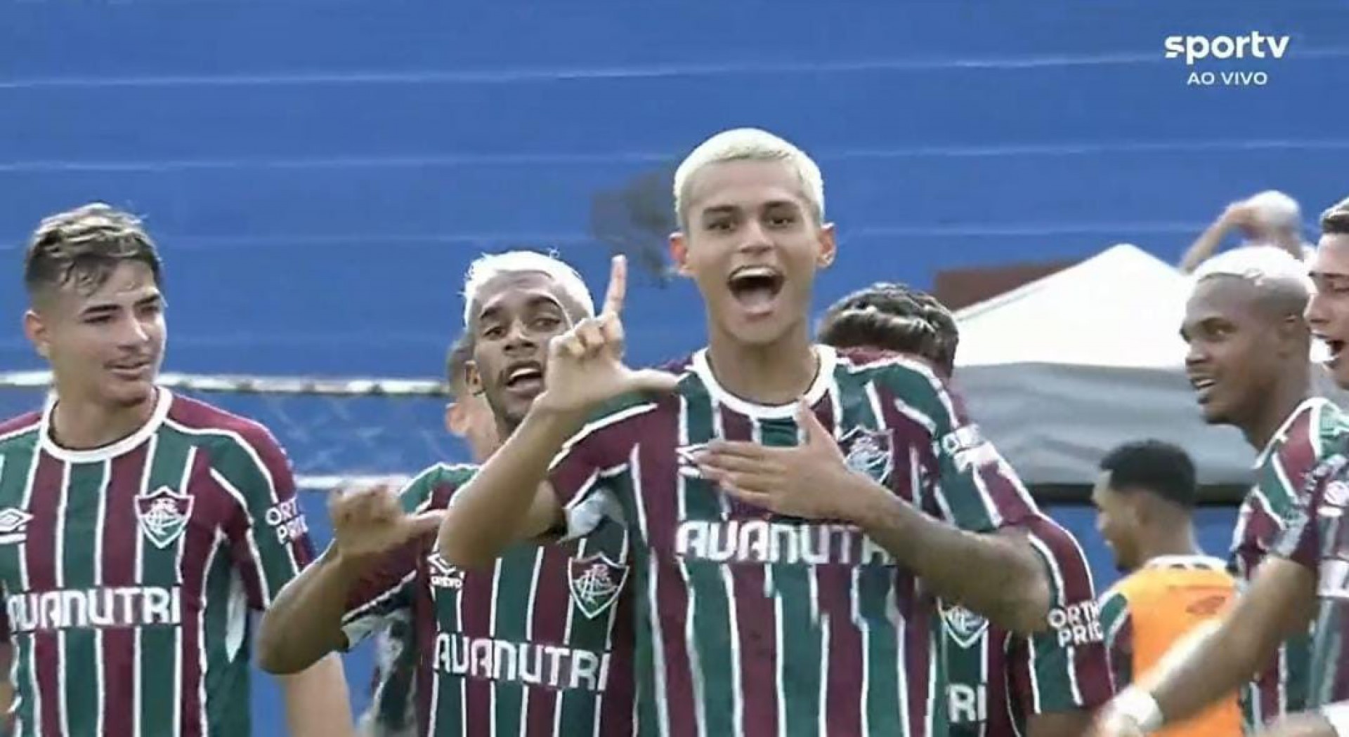 Luan Brito fez dois gols na vit&oacute;ria do Fluminense na Copinha - Reprodu&ccedil;&atilde;o de TV / SporTV