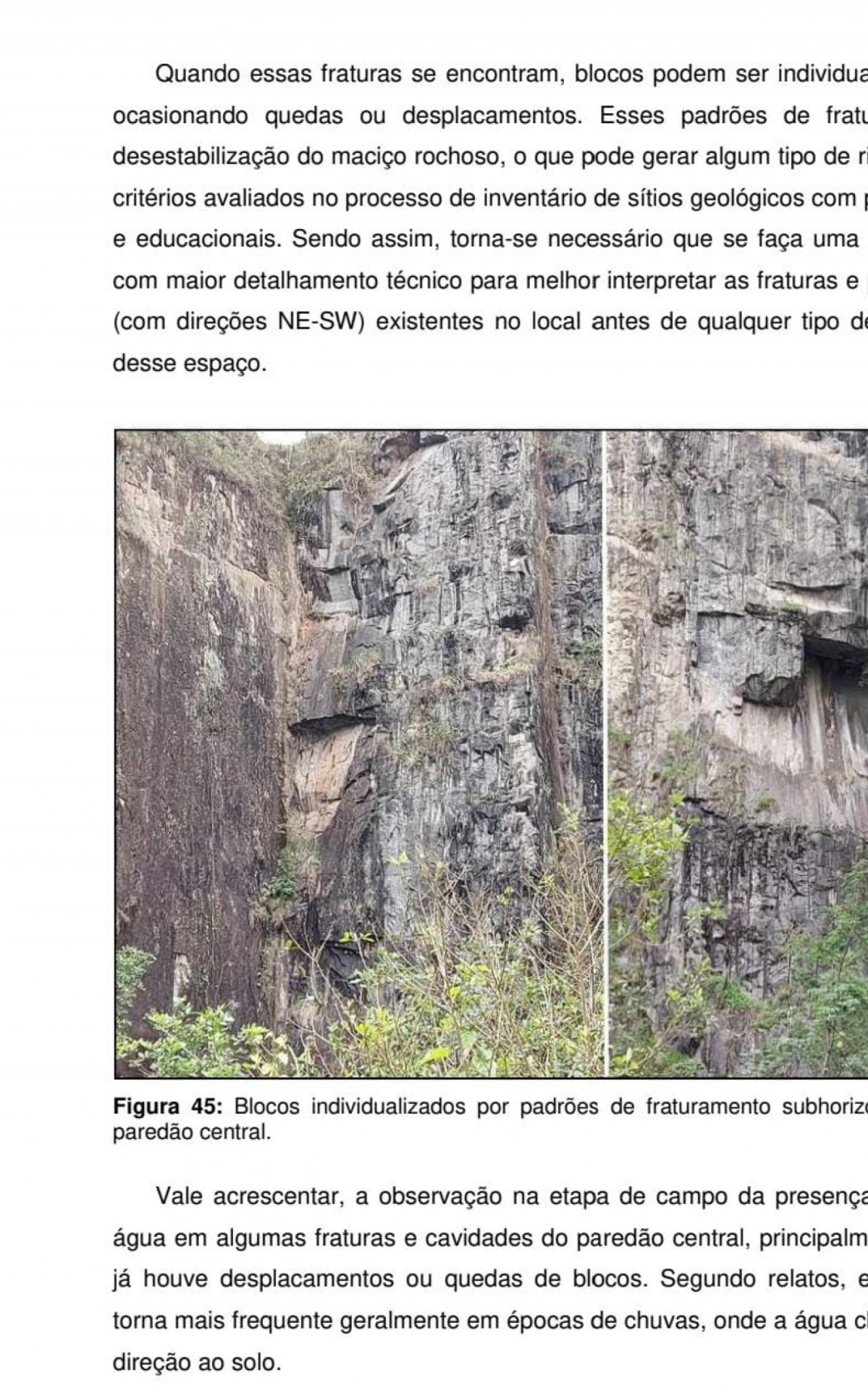 Fotos do trabalho do ge&oacute;logo Matheus Henrique sobre a geodiversidade da Pedreira da Voldac em VR