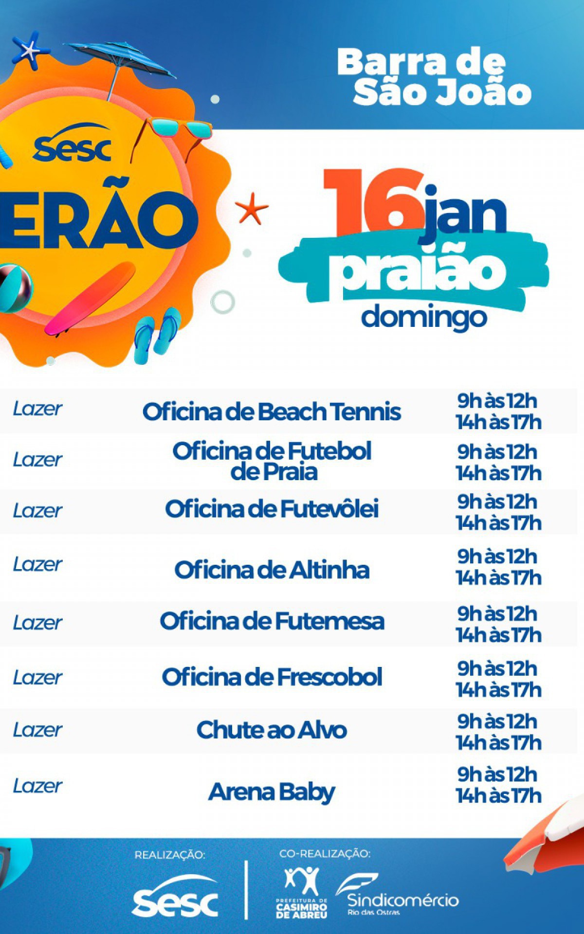 Programa&ccedil;&atilde;o Sesc Ver&atilde;o em Barra de S&atilde;o Jo&atilde;o - Casimiro de Abreu