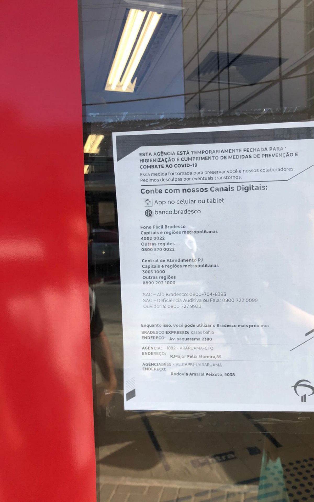 Comunicado do Banco  Bradesco, em Bacax&aacute;