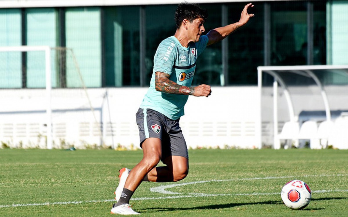 Germ&aacute;n Cano em atividade do Fluminense no CT Carlos Castilho 