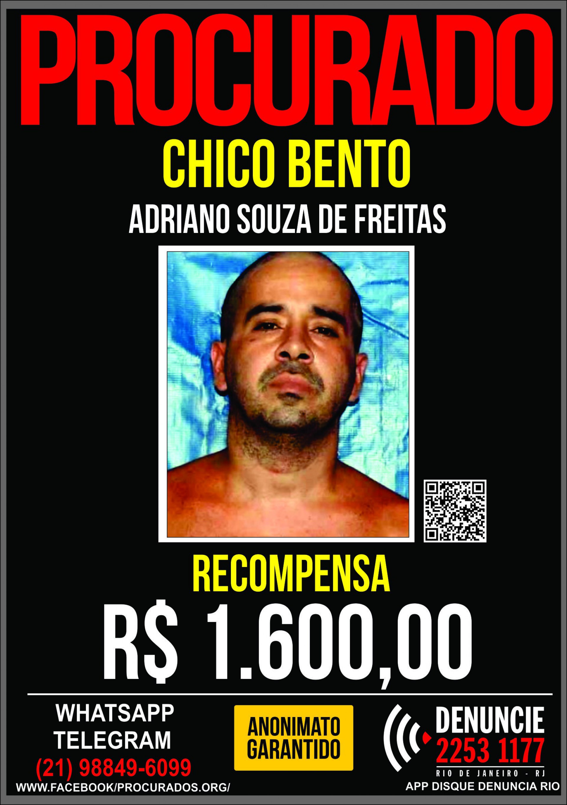 Chico Bento: recompensa é oferecida para informações sobre chefe do tráfico do Jacarezinho - Divulgação