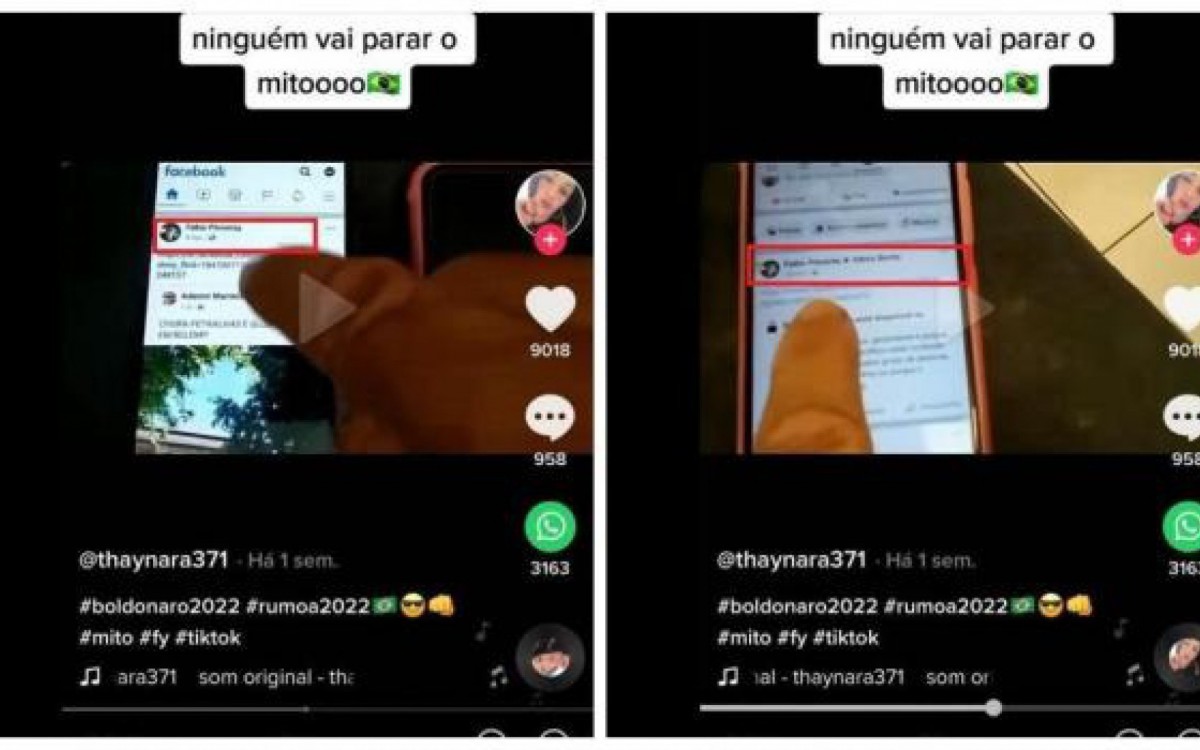As publica&ccedil;&otilde;es t&ecirc;m hor&aacute;rios diferentes. Na imagem da esquerda, o conte&uacute;do aparece como publicado h&aacute; 4 minutos. J&aacute; a da direita, aparece como publicada h&aacute; 12 minutos - Reprodu&ccedil;&atilde;o