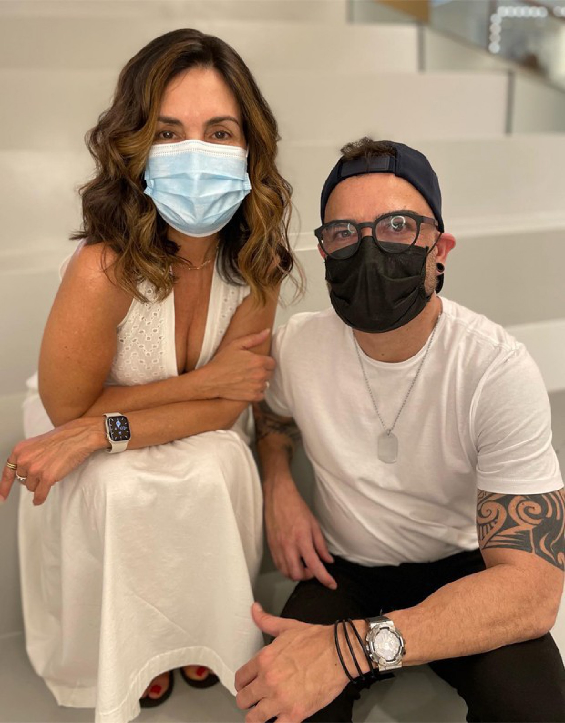 Fátima Bernardes e o hair stylist Marcos Aguiar - Reprodução Internet