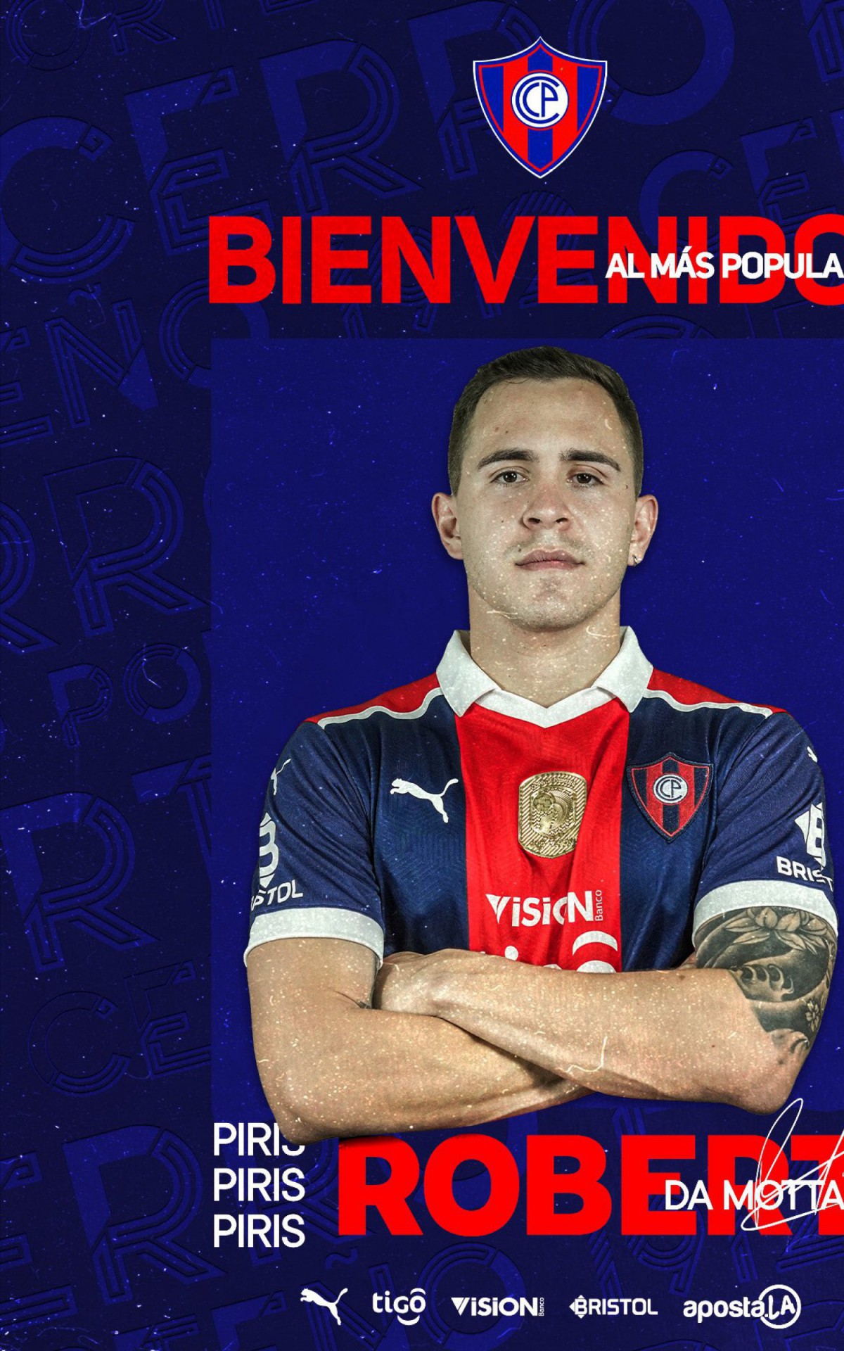Piris da Motta &eacute; o novo refor&ccedil;o do Cerro Porte&ntilde;o