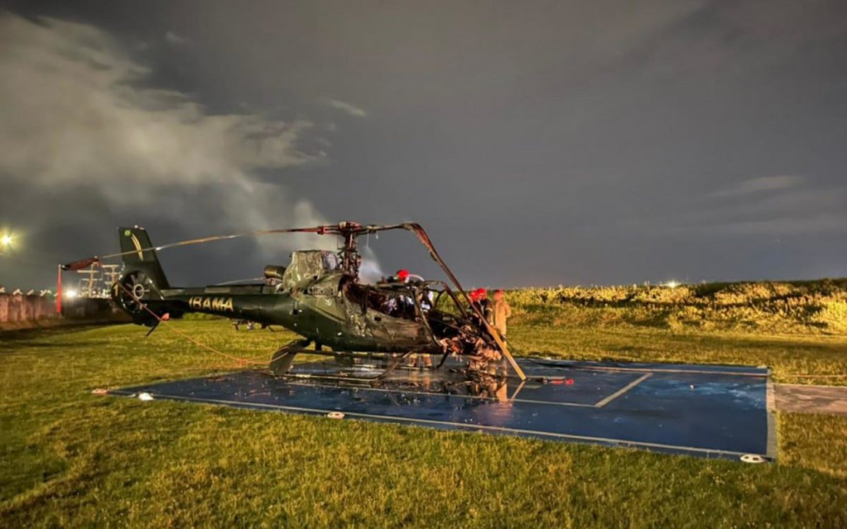 Helicóptero do Ibama é incêndiado propositalmente por dois homens - Divulgação