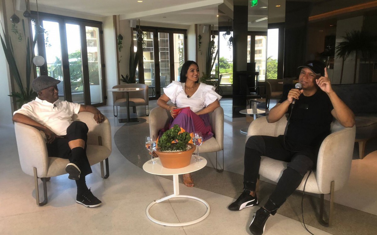 Avelino (esquerda), Gard&ecirc;nia Cavalcanti e Bruno Supra: entrevista vai ao ar na pr&oacute;xima sexta-feira (28), na tela da Band