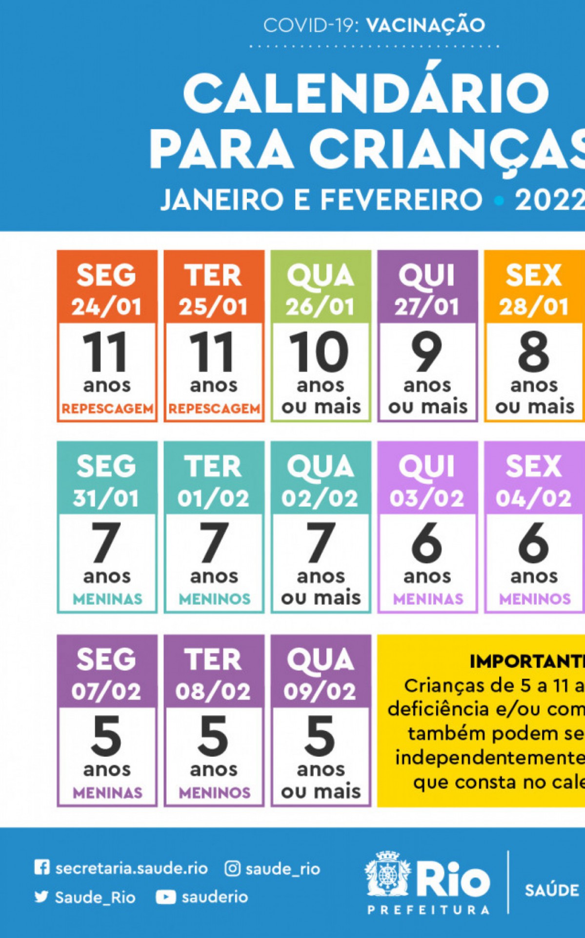 Calend&aacute;rio de vacina&ccedil;&atilde;o infantil no Rio