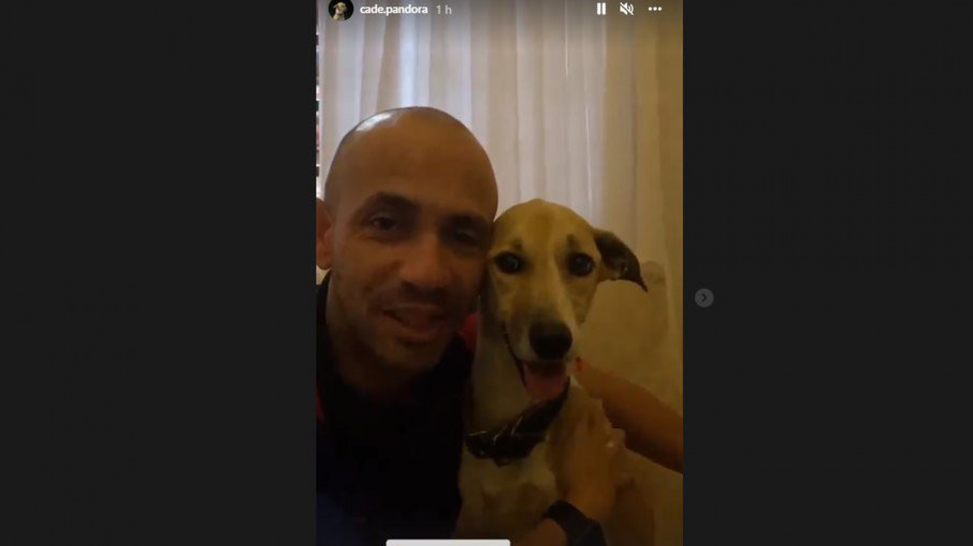 Reinaldo posa com Pandora: cadela desaparecida durante conex&atilde;o foi encontrada