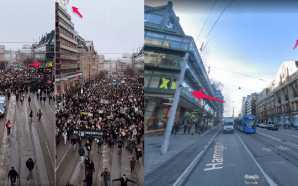 Imagens do vídeo conferem com as imagens de Estocolmo verificadas no Google Street View - Reprodução