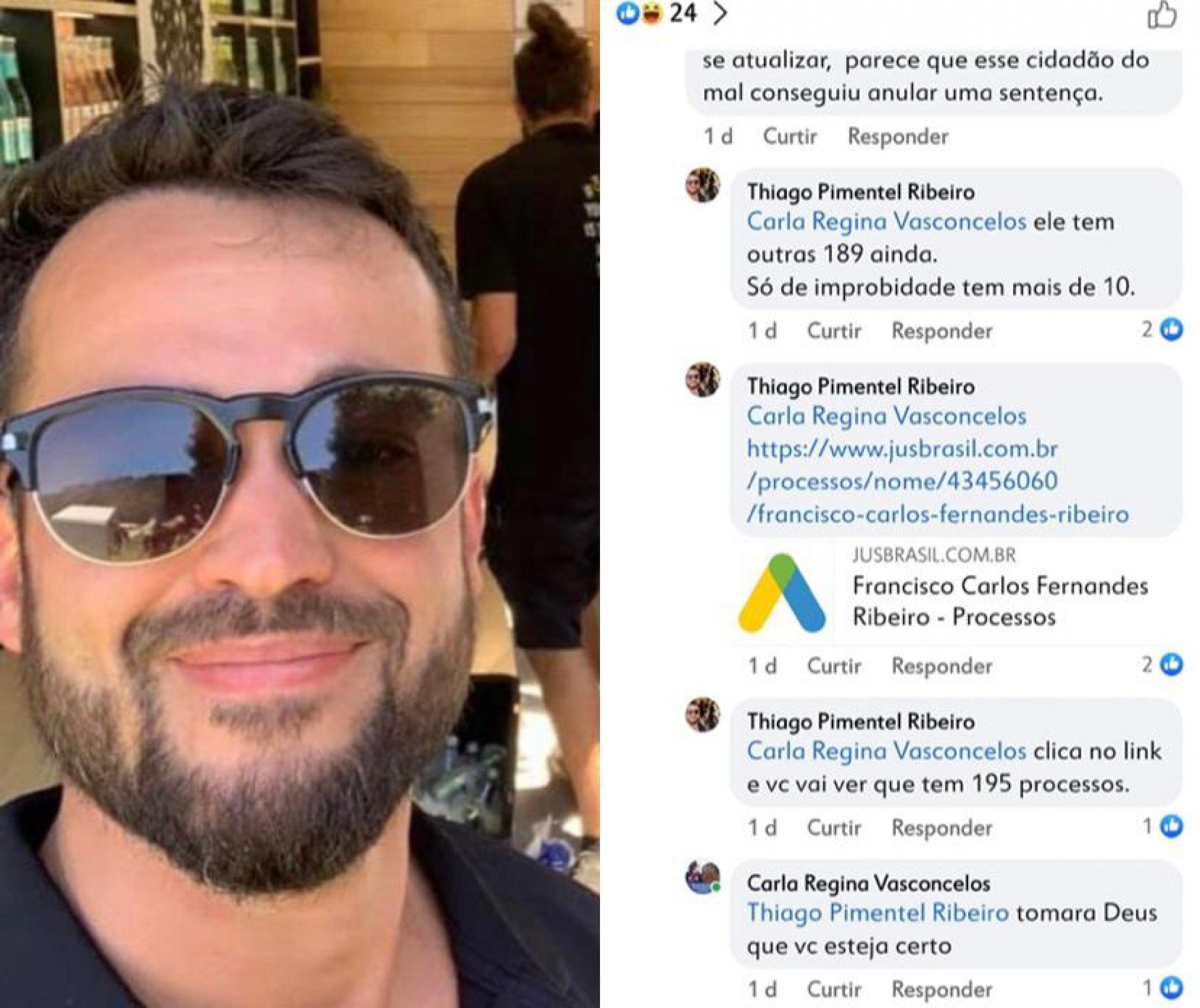 Thiago Ribeiro denunciando o próprio pai nas redes sociais - Internet